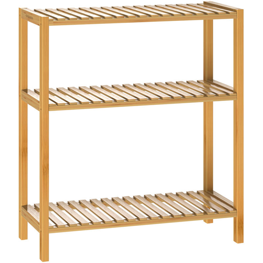 Wooden Bathroom Shelf Rack 3 Tiers 66x58x26cm Shoe Flower Kitchen Basement Wood