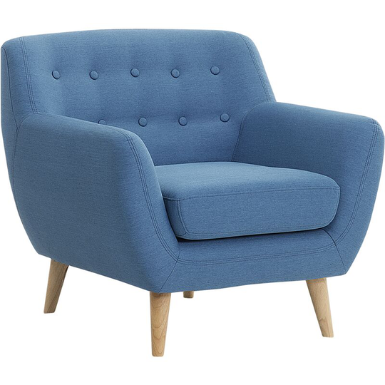 Beliani - Mid Century Modern Living Room Armchair Button Tufted Light Blue Motala - Blue