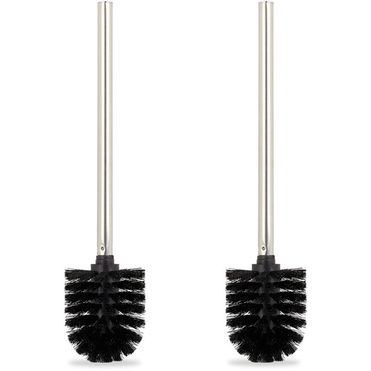 Toilet Brush, Set of 2, Loo Brushes, wc, Removable Head, Bristles, No Holder Included Black 36 x 8 cm, Black - Relaxdays