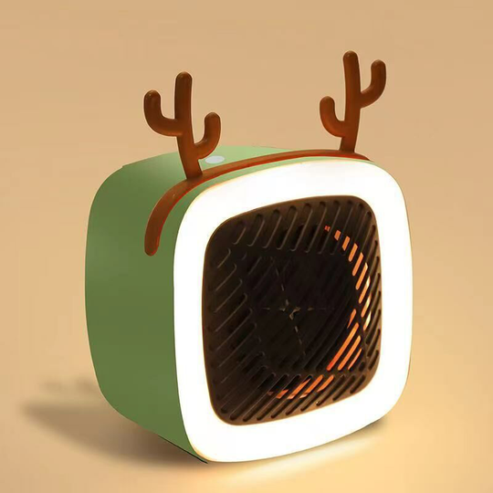 Personal mini water heater, portable electric home office, indoor use with light (green night light type)