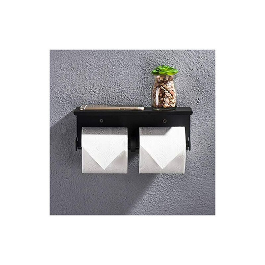 Double Toilet Paper Holder, Wall Mounted Toilet Paper Holder with Two Rolls, 304 Stainless Steel Roll Paper Holder, No Drilling Toilet Paper Holder