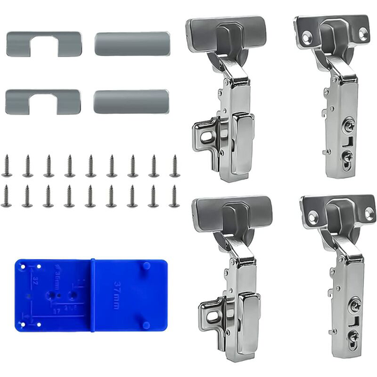 Cabinet Hinge, Furniture Hinge, Invisible Hinge, Clip Hinge Automatic Hinge with Built-in Self-Closing Mechanism Hinge, 4 Pieces