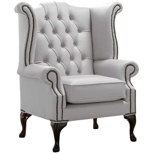 Chesterfield Queen Anne High Back Wing Chair Shelly Seely Leather
