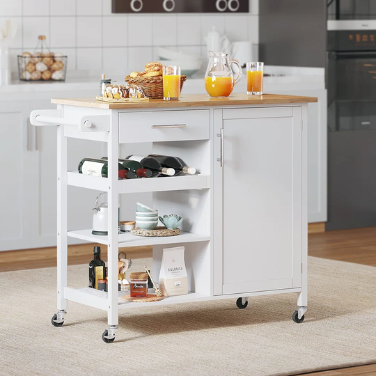 96Cm Kitchen Trolley With Locking Wheels