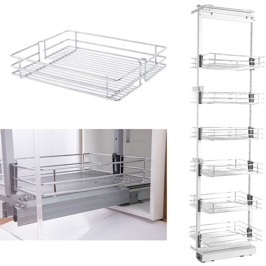 Larder Pull Out Wire Basket Kitchen Cabinet Cupboard, Width 35CM - Livingandhome