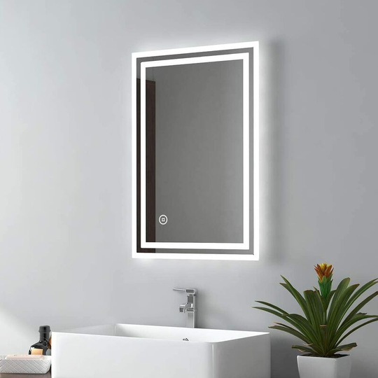 Emke - Bathroom Mirror with led Lights - 400x600mm Backlit led Illuminated Bathroom Mirror with Demister Heat Pad, Makeup Vanity Touch Mirror with