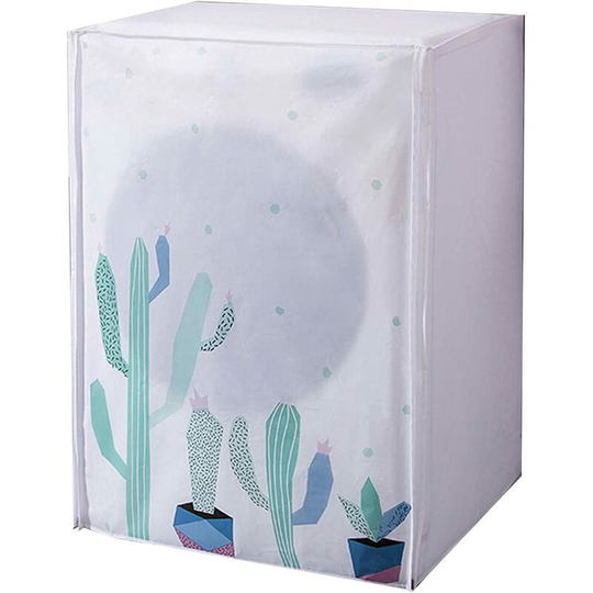 Dryer cover, Waterproof washing machine cover, peva dust-proof washing machine cover suitable for 6-8 kg washing machines and tumble dryers (cactus)
