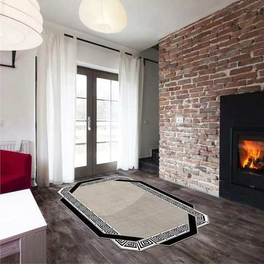 Wheaton Machine Woven Tan/Black Rug