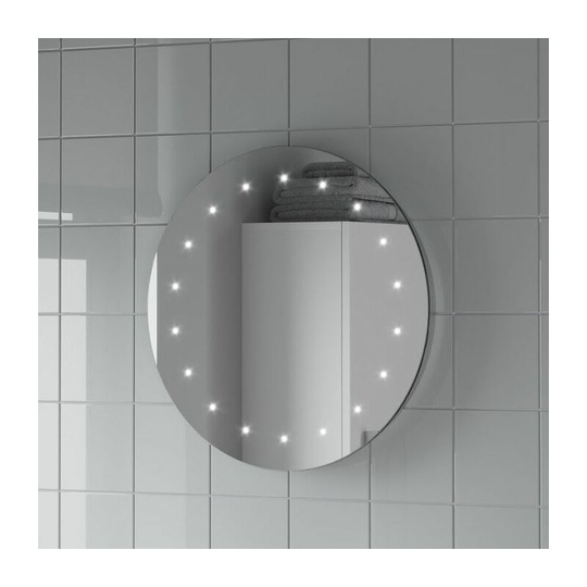 Round led illuminated Bathroom Mirror Modern Light Mains Powered Circle 500mm - Silver