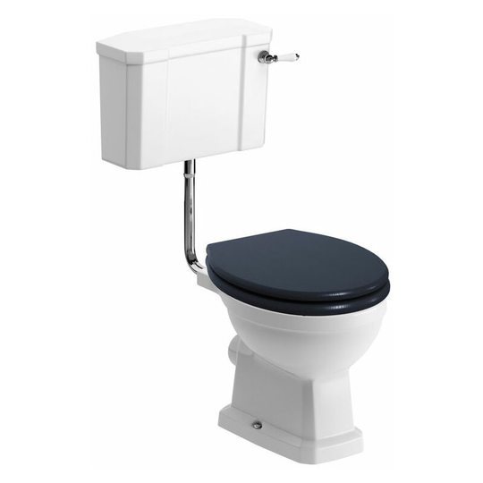 Aphrodite Low Level Toilet with Lever Cistern - Indigo Ash Soft Close Seat - Signature
