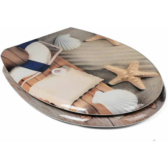 Toilet seats Soft Close Adjustable Hinge Toilet Lid Cover Family Bathroom Sand - Woltu