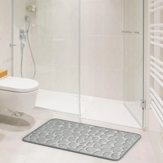 Shower mat bathroom mat with memory foam in stone look - 80 x 50 cm