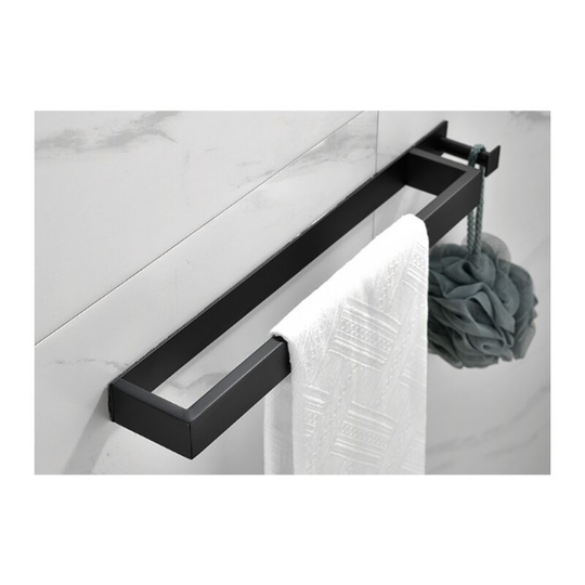 Bathroom Towel Rack with Hook, Self Adhesive Towel Rack 40cm Towel Rack SUS 304 Stainless Steel, Black