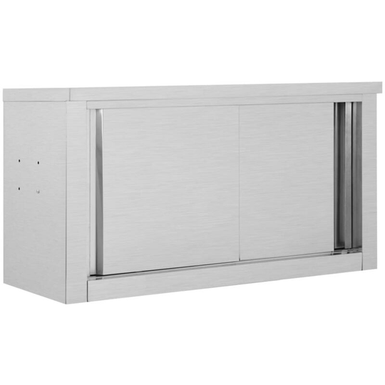 Kitchen Wall Cabinet with Sliding Doors 90x40x50 cm Stainless Steel - Grey