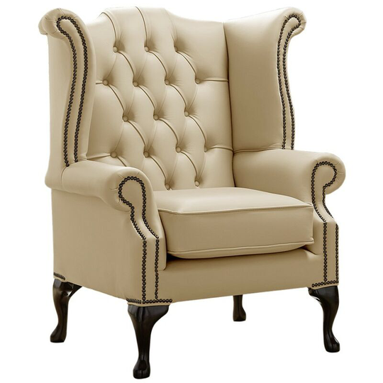 Chesterfield Queen Anne High Back Wing Chair Shelly Somerset Stone Leather