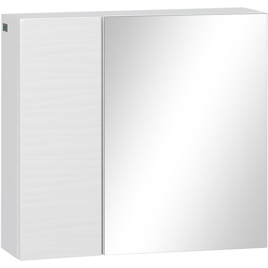 Bathroom Mirror Cabinet Wall Mounted Cupboard w/ Adjustable Shelf - White - Kleankin