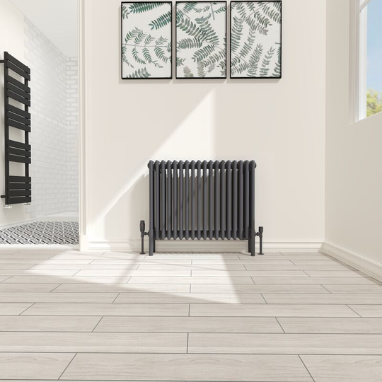 NRG - Traditional 4 Column Radiator Cast Iron Style Heating Rads Horizontal Anthracite 600x830mm