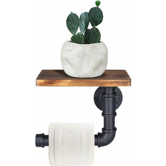 Wall Mounted Toilet Roll HolderToilet Roll Holder with Shelf Toilet Roll Holder for Bathroom Industrial Style Vintage Rustic Home Decor