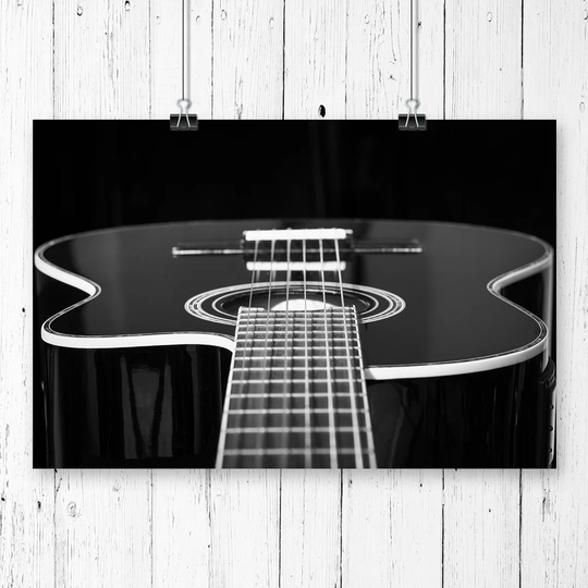 "Guitar Black and White" Graphic Art