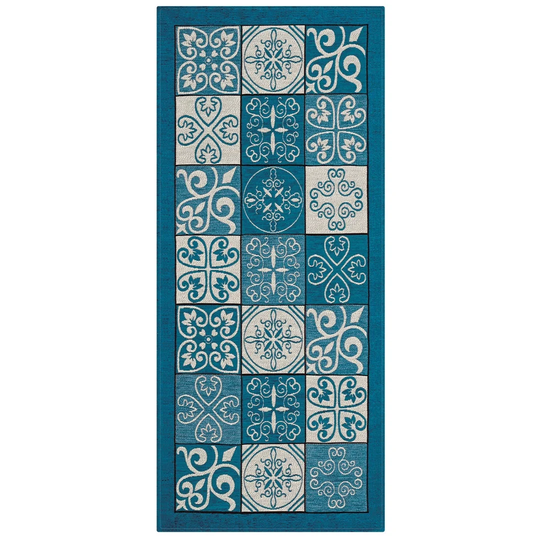 Mylah Looped/Hooked Blue/Ivory Indoor Rug