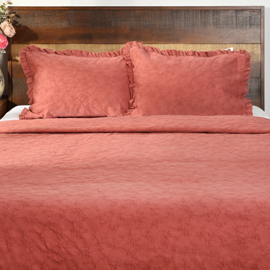 Hornbeck Burgundy Cotton Modern & Contemporary Bedspread Set