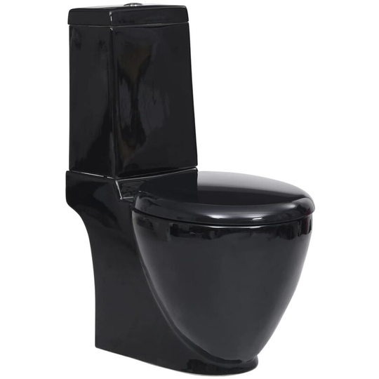 Ceramic Toilet Back Water Flow Black - Black