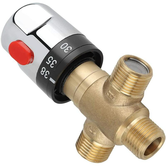 Water Pipe Thermostatic Valve, Betterlife Brass Thermostatic Mixing Valve for Family Bathroom, Used to Control Shower Water Temperature(1 pcs)