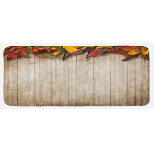 Calzada Fall Dry Leaves Berries Vivid Kitchen Mat