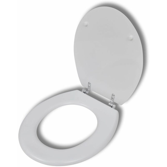 Topdeal WC Toilet Seat MDF Hard Close Lid Simple Design White VDTD03713