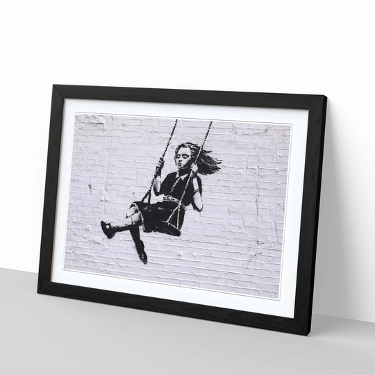 'Girl on Swing Graffiti' by Banksy Framed Photographic Print