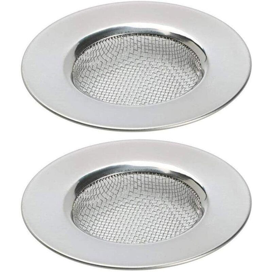 Set of 2 Stainless Steel Kitchen Sink Drain Filters Silver
