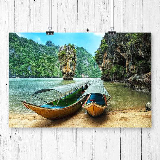 'Phang Nga Boats Thailand' Photographic Print