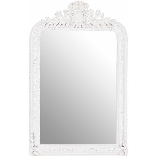Stone Grey Frame Wall Mirror Intricate Floral Border For Bedroom / Hallway / Living Room Luxurious w80 x d9.5 x h125cm - Premier Housewares
