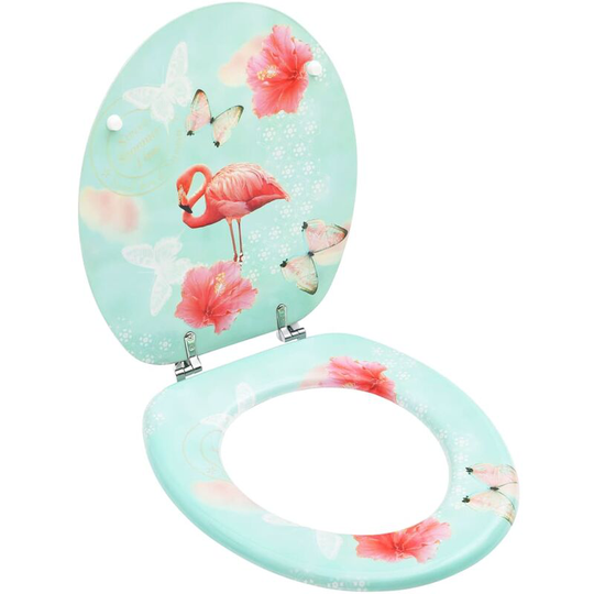 Wc Toilet Seat with Lid mdf Flamingo Design - Multicolour