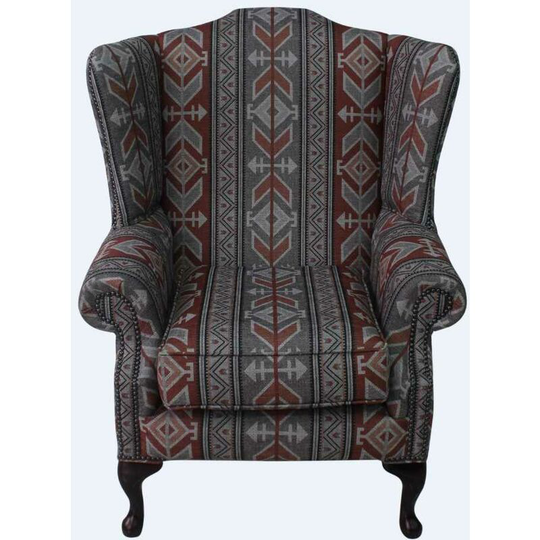 Chesterfield Saxon Mallory High Back Wing Chair Tribal Boho Bohemian Fabric