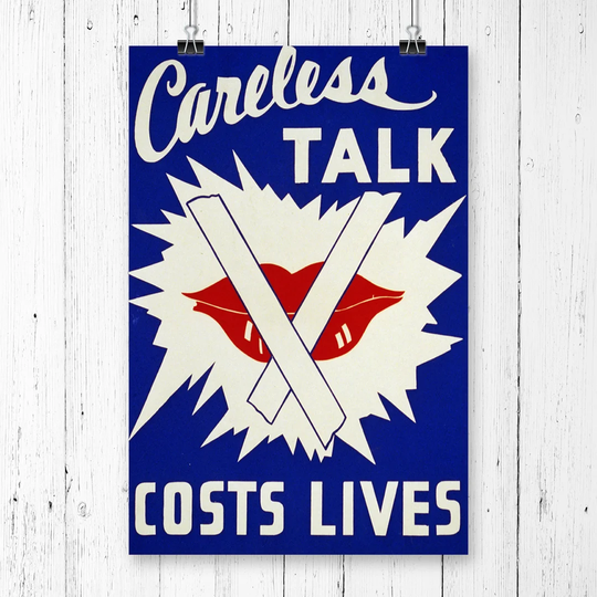 'Vintage WPA Careless Talk Costs Lives' Vintage Advertisement