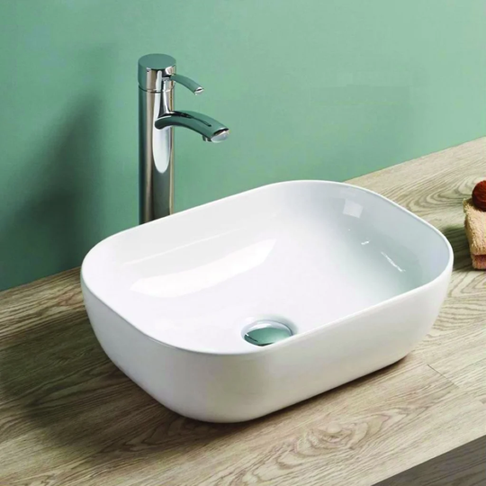 Calkins White Ceramic Rectangular Bathroom Sink