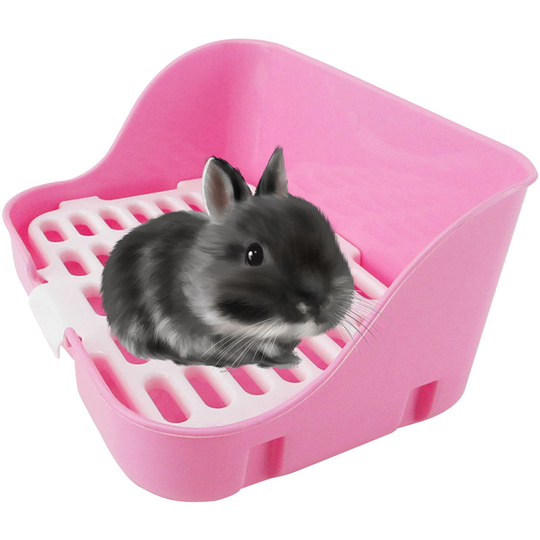 Asupermall - Animal Litter Potty Trainer Cage Toilet Corner Litter Bedding Box Square Pet Pan, Pink
