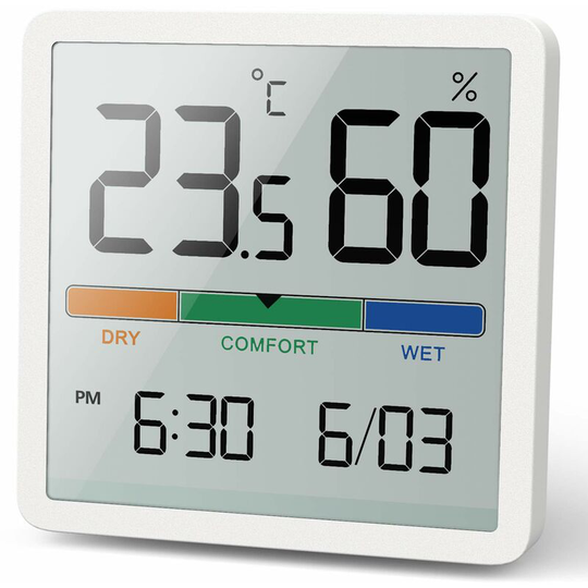 Portable digital thermometer/hygrometer with high accuracy, temperature and hygrometer for room temperature check, room air check, climate monitoring