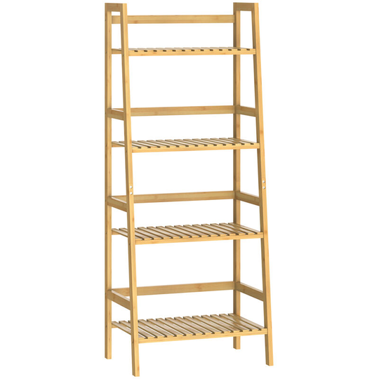 Freestanding Wooden Bathroom Shelf 4 Tier 123x48x32cm Kitchen Storage Rack - Casaria
