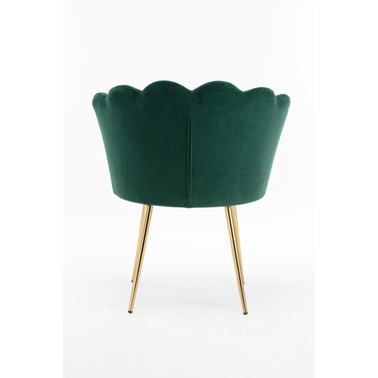Green Velvet Scallop Chair Wing Back Armchair Occasional Sofa Gold Legs