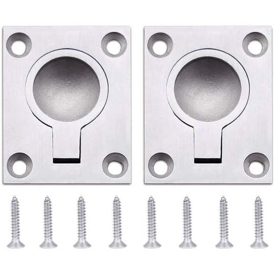 Ring Flush Pull Handle Hatch Locker Cabinet Concealed Handle 48 x 38mm - Stainless Steel Oceans Sailboat Drawer Door Hardware 2pcs-betterlife