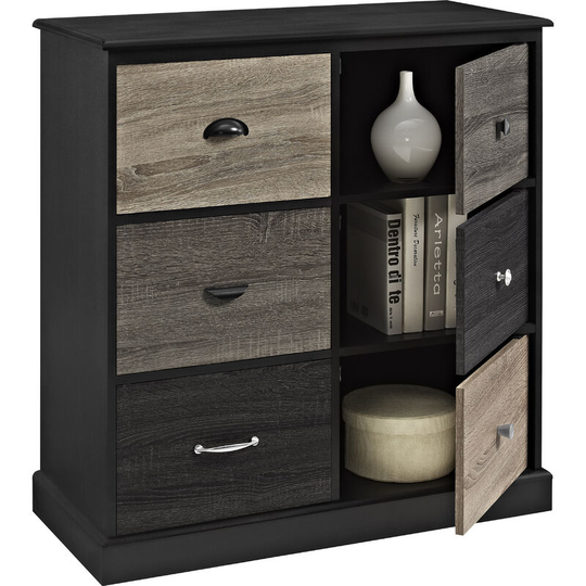 Mercer Black 6 Door Storage Cabinet with Multicolored Door Fronts By Dorel