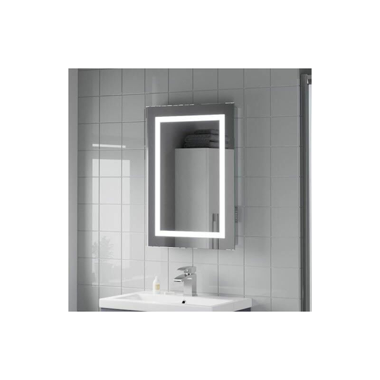 Bathroom Mirror LED Illuminated Demister Pad Shaver Socket Mains IP44 500x700mm - Silver
