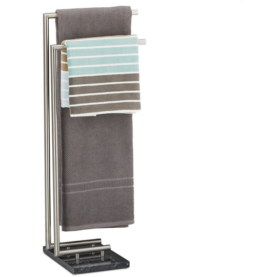 Relaxdays - pierre Towel Holder, Freestanding Towel Rail, Marble Base, HxWxD: 84 x 34 x 30 cm, Black