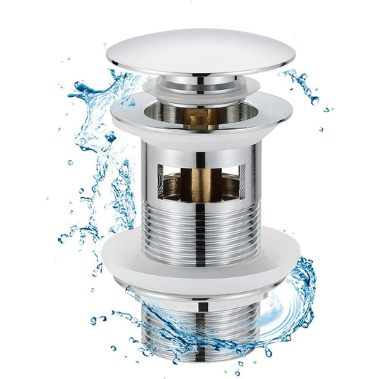 Sunflowergb - Universal waste with overflow for washbasins & vanity units Pop-up waste tap Click Clack tap Chrome-plated copper waste tap, basin