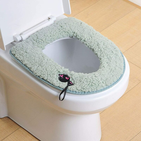 2 Pack Universal Soft Warm Toilet Seat Cushion with Hanging Loop,Green