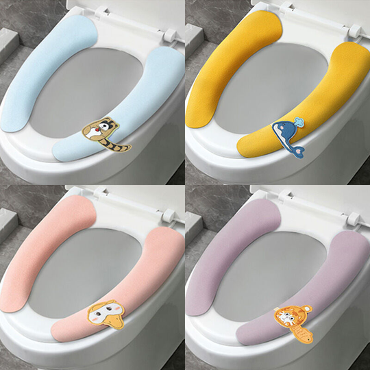 4-piece cartoon handle toilet pad, all-purpose washing, electrostatic adsorption toilet pad, household adhesive waterproof toilet pad