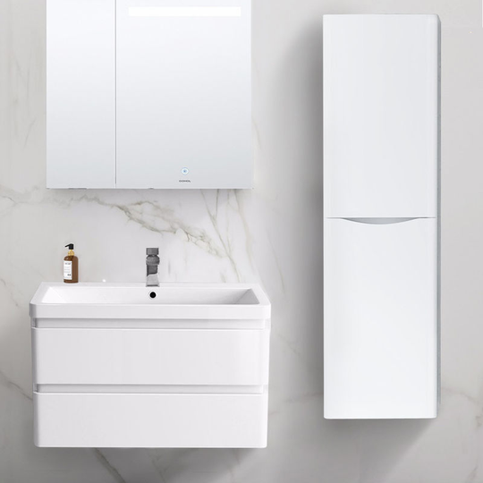 1400mm Right Hand Gloss White Tall Cupboard Storage Cabinet Bathroom Furniture