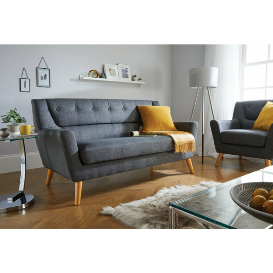 Classic Button Back Lambeth Grey Fabric Armchair